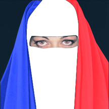 femme portant une burka tricolore