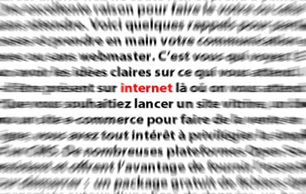 Texte flou avec internet en net